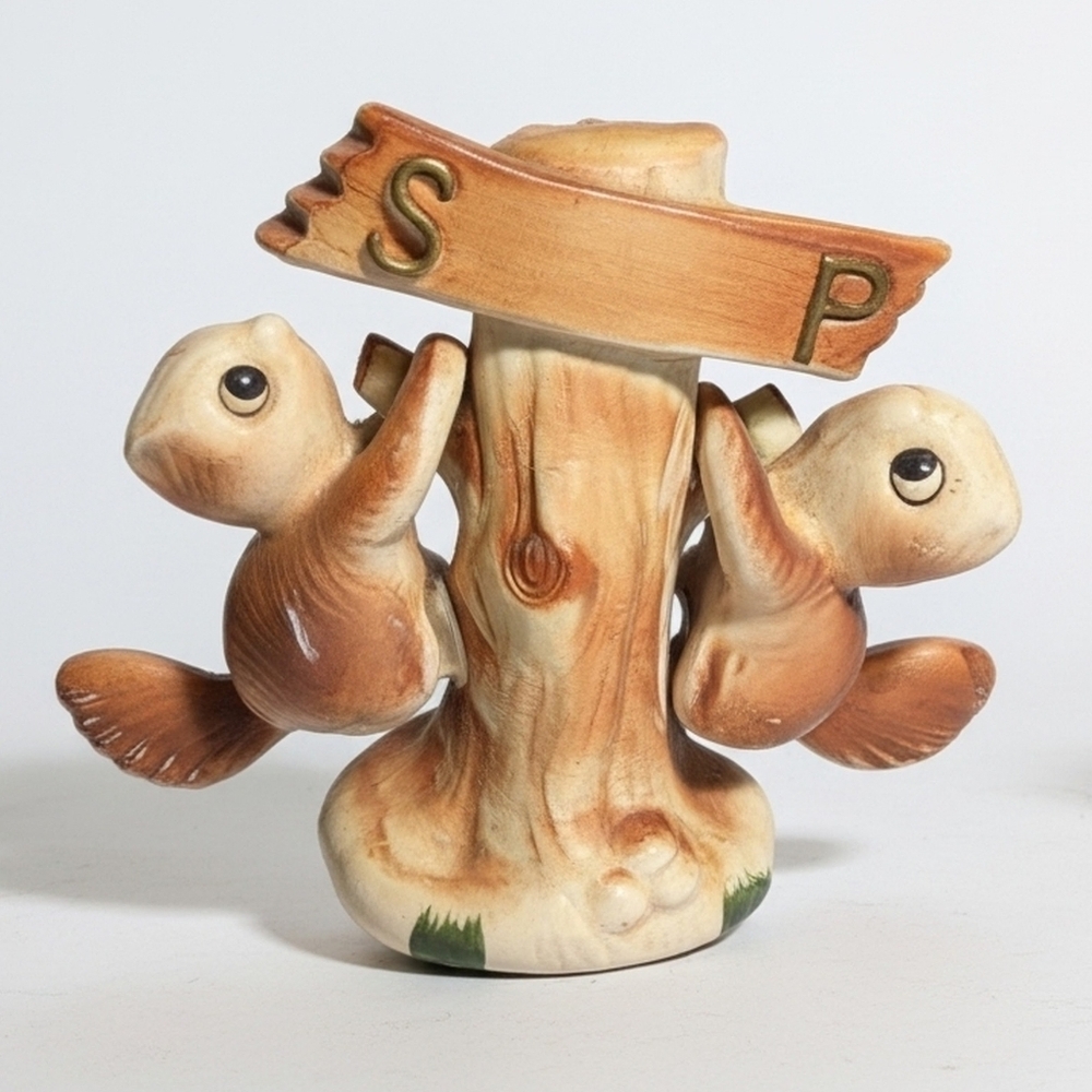 Vintage hanging Squirrel salt & Pepper shaker set